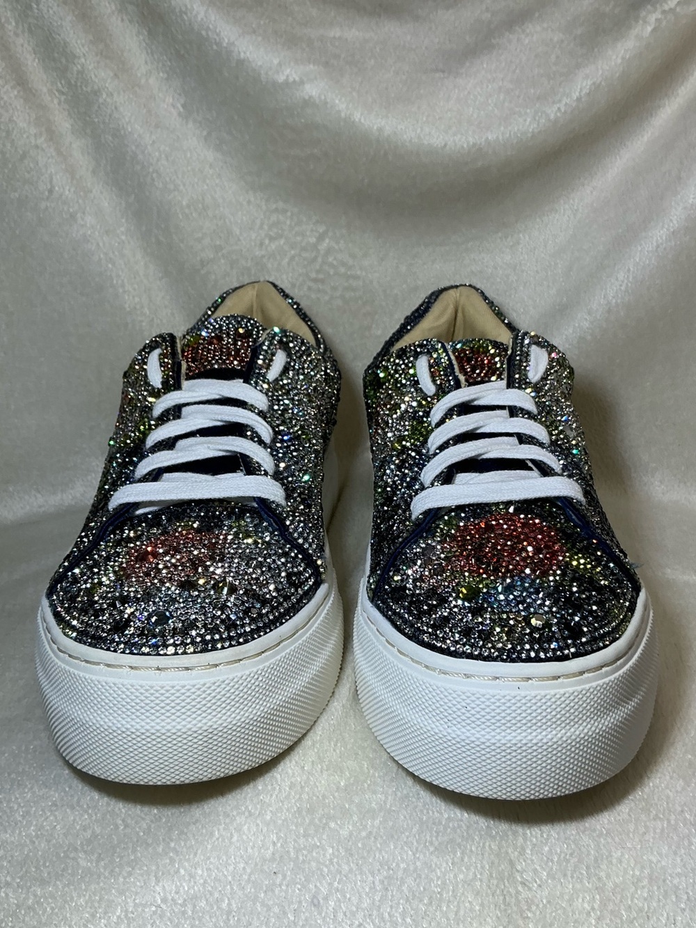 Betsey Johnson "Sidny" Rhinestone Platform Sneakers – Navy Floral Women’s Size 7 - Picture 4 of 9